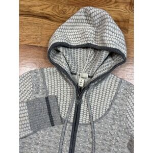 Neve Lambswool Blend Full Zip Cardigan Women's Size Small Gray Hood Sweater